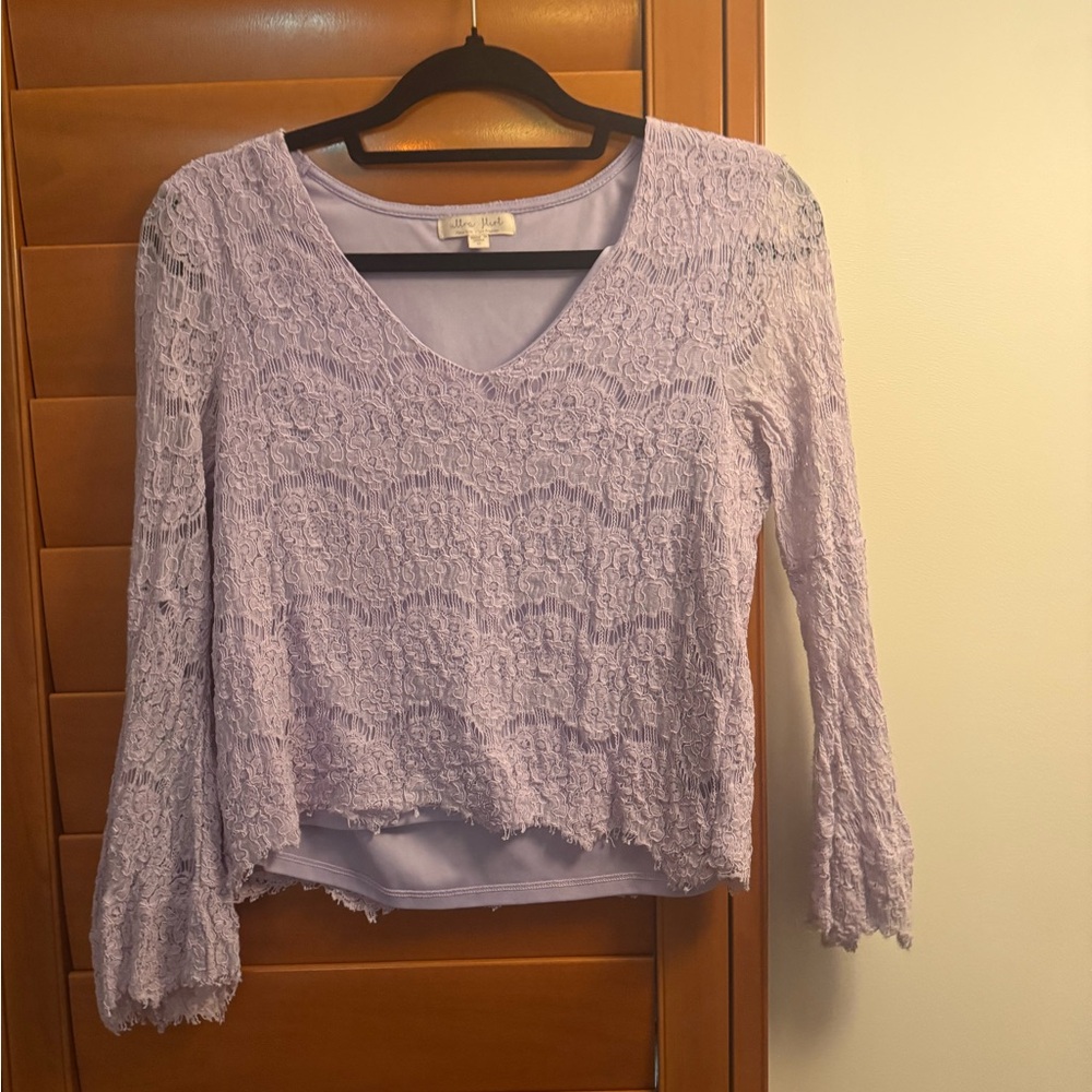 Ultra Flirt Purple Ruffled Blouse Sweater